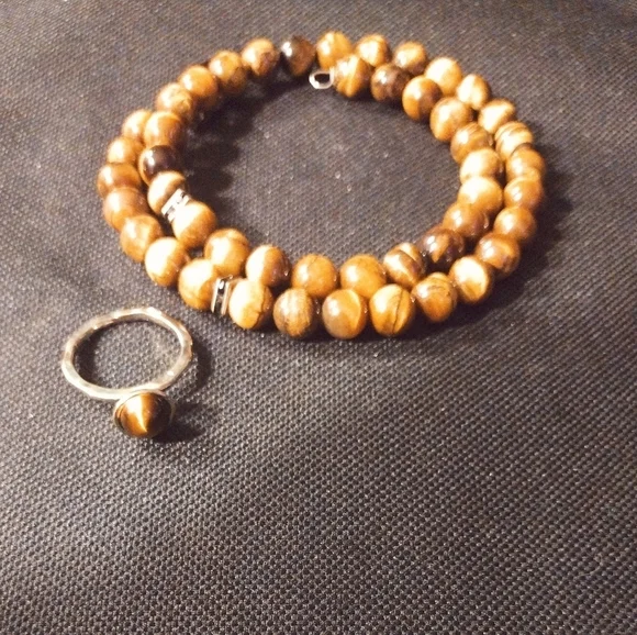 Tigers Eye wrap Bracelet and Ring Set - Picture 9 of 10